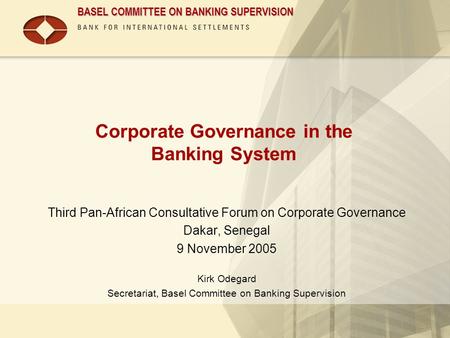 Corporate Governance in the Banking System