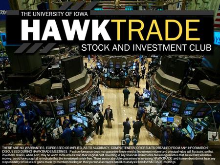 THERE ARE NO WARRANTIES, EXPRESSED OR IMPLIED, AS TO ACCURACY, COMPLETENESS, OR RESULTS OBTAINED FROM ANY INFORMATION DISCUSSED DURING HAWKTRADE MEETINGS.
