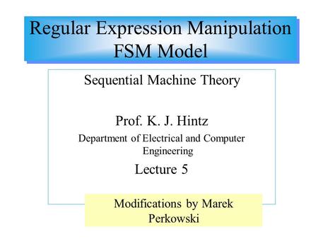 Regular Expression Manipulation FSM Model