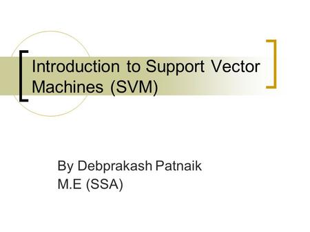 Introduction to Support Vector Machines (SVM)
