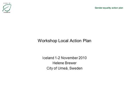 Gender equality action plan Workshop Local Action Plan Iceland 1-2 November 2010 Helene Brewer City of Umeå, Sweden.