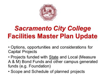 Sacramento City College Facilities Master Plan Update