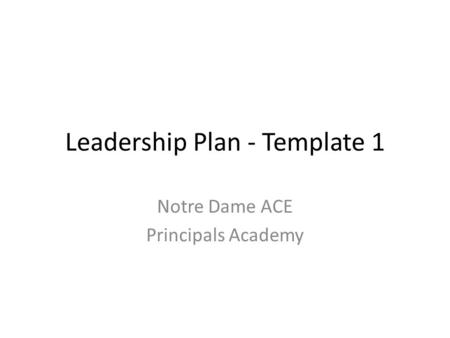 Leadership Plan - Template 1
