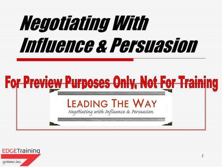 Negotiating With Influence & Persuasion