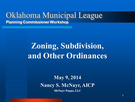 Zoning, Subdivision, and Other Ordinances