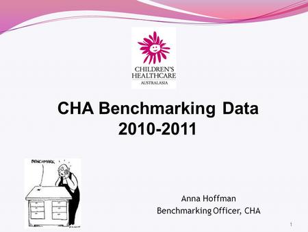 1 CHA Benchmarking Data 2010-2011 Anna Hoffman Benchmarking Officer, CHA.