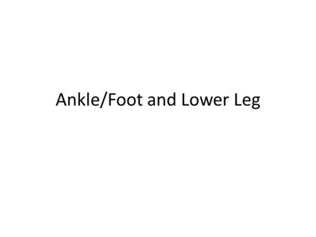 Ankle/Foot and Lower Leg