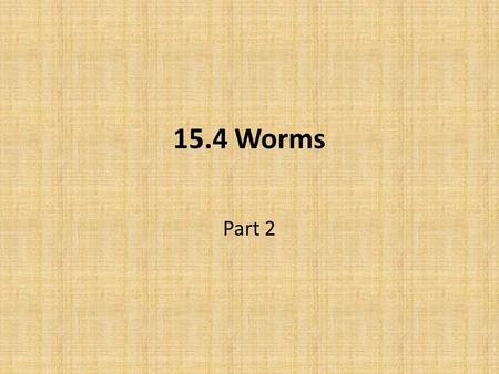 15.4 Worms Part 2.