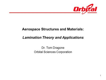 Aerospace Structures and Materials: Lamination Theory and Applications