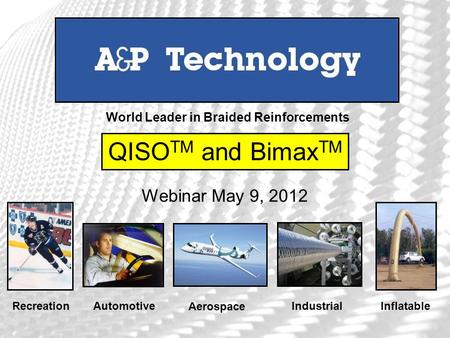 RecreationAutomotive Aerospace Industrial Inflatable World Leader in Braided Reinforcements QISO TM and Bimax TM Webinar May 9, 2012.