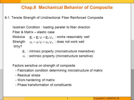 Chap.8 Mechanical Behavior of Composite