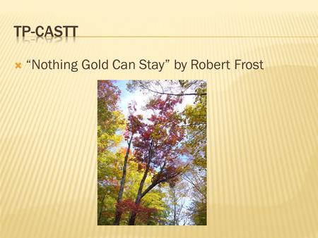TP-CASTT “Nothing Gold Can Stay” by Robert Frost.