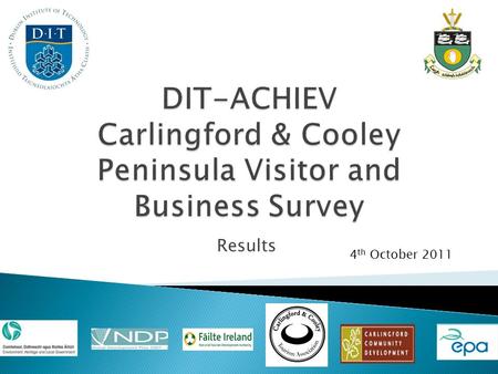 Results 4 th October 2011. Applying the Model in Carlingford and The Cooley Peninsula to assess how sustainably your destination is being managed over.