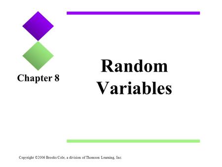 Random Variables Chapter 8