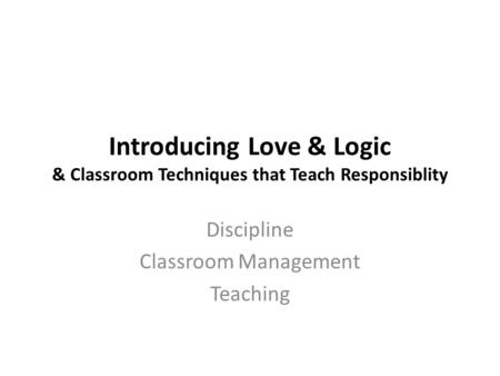 Discipline Classroom Management Teaching