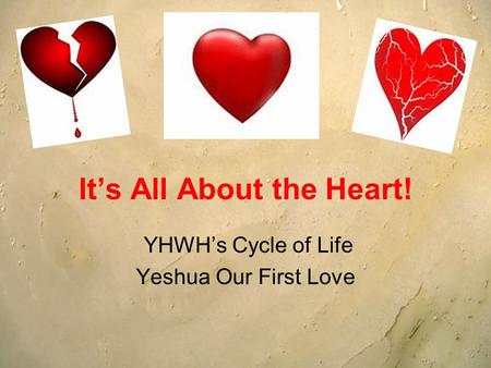 Its All About the Heart! YHWHs Cycle of Life Yeshua Our First Love.