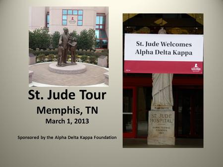 St. Jude Tour Memphis, TN March 1, 2013 Sponsored by the Alpha Delta Kappa Foundation.