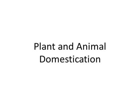 Plant and Animal Domestication