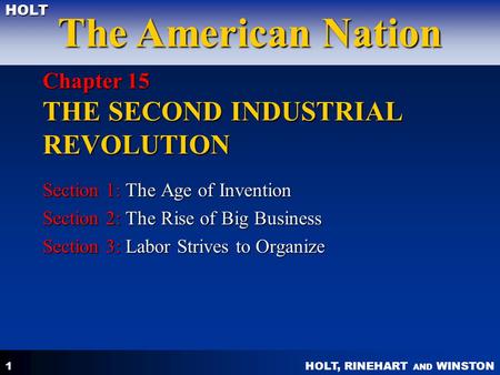 Chapter 15 THE SECOND INDUSTRIAL REVOLUTION