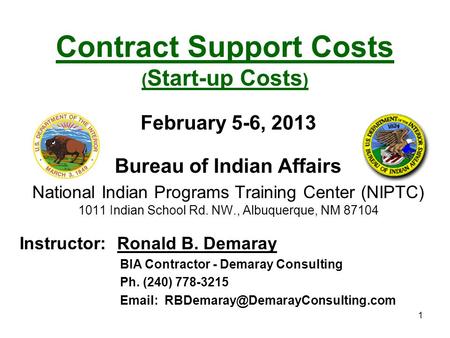 Contract Support Costs (Start-up Costs)