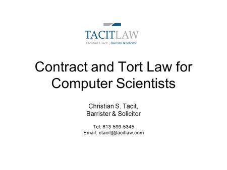 Contract and Tort Law for Computer Scientists