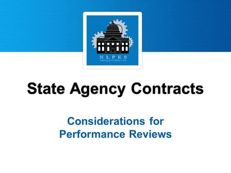 State Agency Contracts Considerations for Performance Reviews