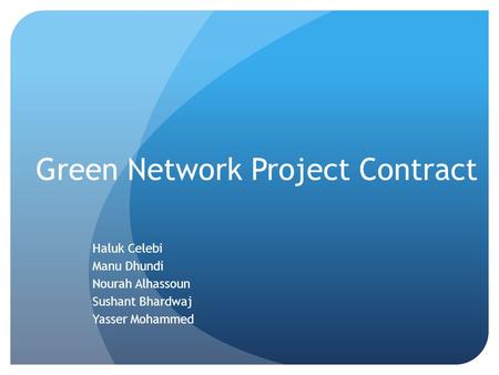 Green Network Project Contract