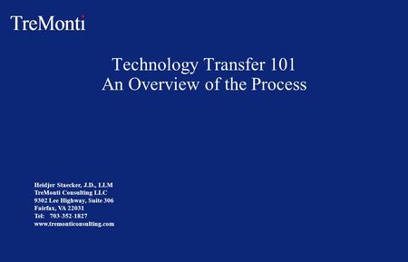 Technology Transfer 101 An Overview of the Process