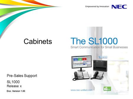Cabinets Pre-Sales Support SL1000 Release x Doc. Version 1.00.