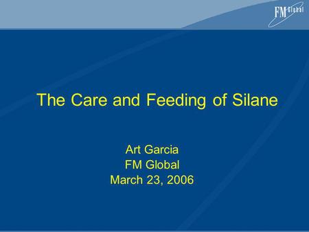 The Care and Feeding of Silane Art Garcia FM Global March 23, 2006.