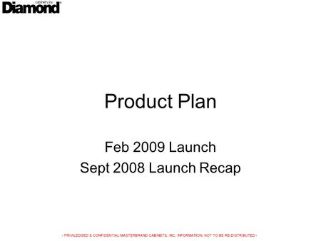 Product Plan Feb 2009 Launch Sept 2008 Launch Recap.