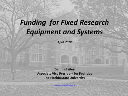 Funding for Fixed Research Equipment and Systems