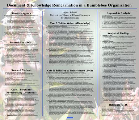 Document & Knowledge Reincarnation in a Bumblebee Organization Research Methods Participant Observation & Unstructured Interviews 46 Participants over.