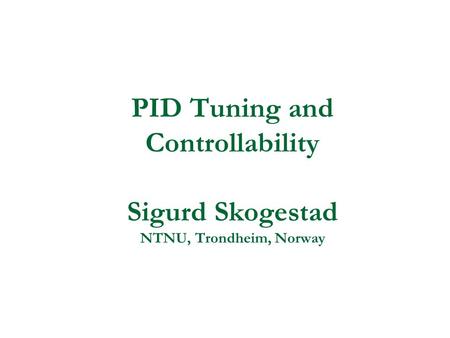 Tuning of PID controllers