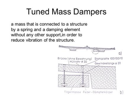 Tuned Mass Dampers a mass that is connected to a structure