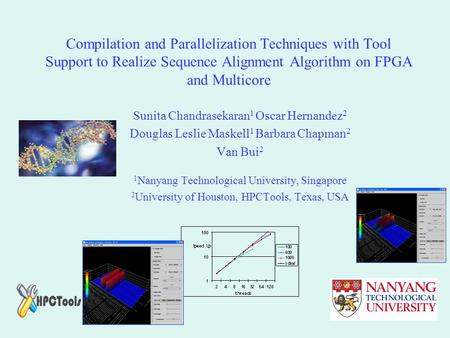 Compilation and Parallelization Techniques with Tool Support to Realize Sequence Alignment Algorithm on FPGA and Multicore Sunita Chandrasekaran1 Oscar.