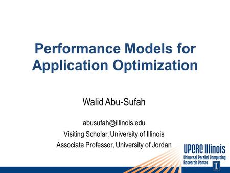 Performance Models for Application Optimization