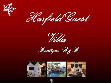 Harfield Guest Villa Boutique B &B. Cape Towns Best Kept Secret… …Spectacular views Harfield Guest Villa Boutique B & B.