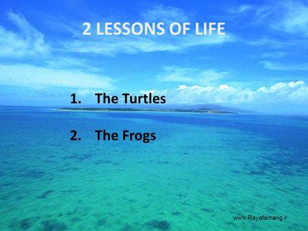 2 LESSONS OF LIFE 1.The Turtles 2.The Frogs www.Rayafarhang.ir.