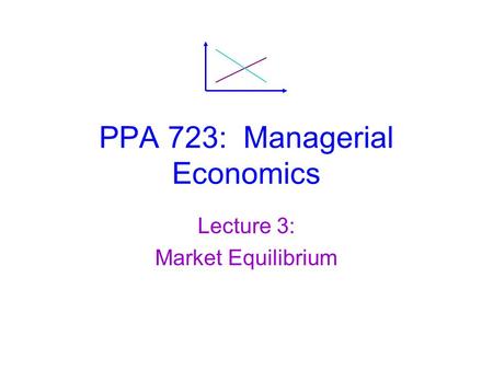 PPA 723: Managerial Economics Lecture 3: Market Equilibrium.