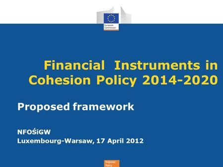 Financial Instruments in Cohesion Policy