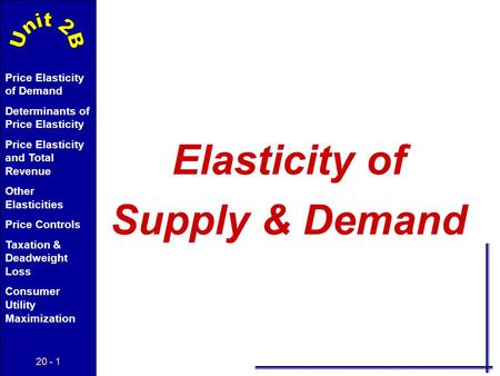 Elasticity of Supply & Demand