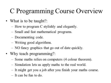 C Programming Course Overview