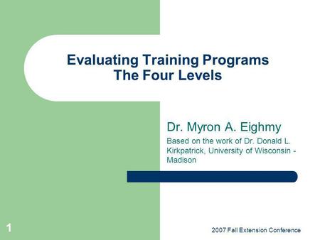 Evaluating Training Programs The Four Levels