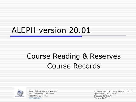 Course Reading & Reserves Course Records