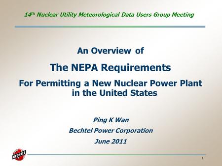 14th Nuclear Utility Meteorological Data Users Group Meeting