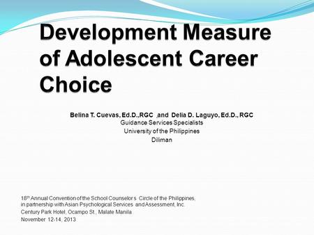 Development Measure of Adolescent Career Choice