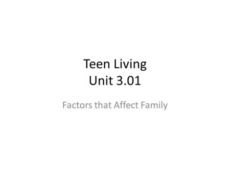 Factors that Affect Family