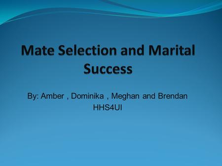 By: Amber, Dominika, Meghan and Brendan HHS4UI. Greater marital success is a result of a dating experience that enables the partners to get to know each.