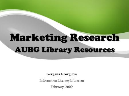 Marketing Research AUBG Library Resources